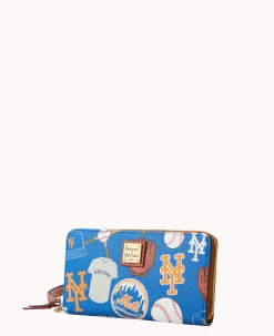 Dooney & Bourke Grab and Go|Wristlets<MLB Large Zip Around Wristlet Mets