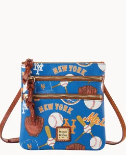 Dooney & Bourke Game Day Ready|Printed Fabric<MLB N S Triple Zip Crossbody Mets