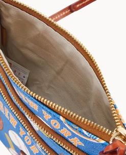 Dooney & Bourke Game Day Ready|Printed Fabric<MLB N S Triple Zip Crossbody Mets