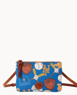 Dooney & Bourke Game Day Ready|Printed Fabric<MLB Top Zip Crossbody Mets