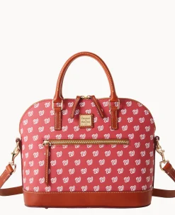 Dooney & Bourke Game Day Ready|Printed Fabric<MLB Domed Zip Satchel NATIONALS