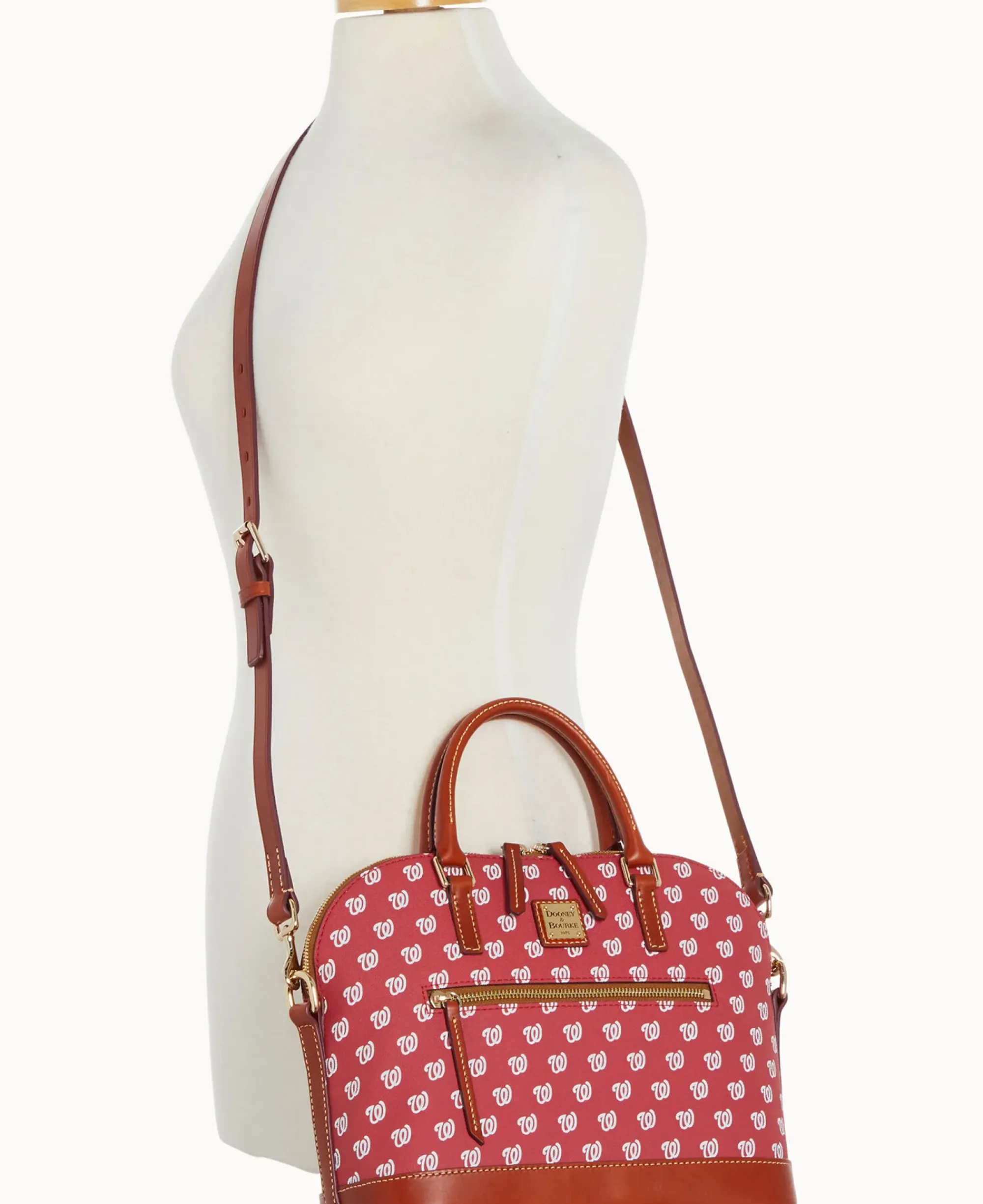 Dooney & Bourke Game Day Ready|Printed Fabric<MLB Domed Zip Satchel NATIONALS