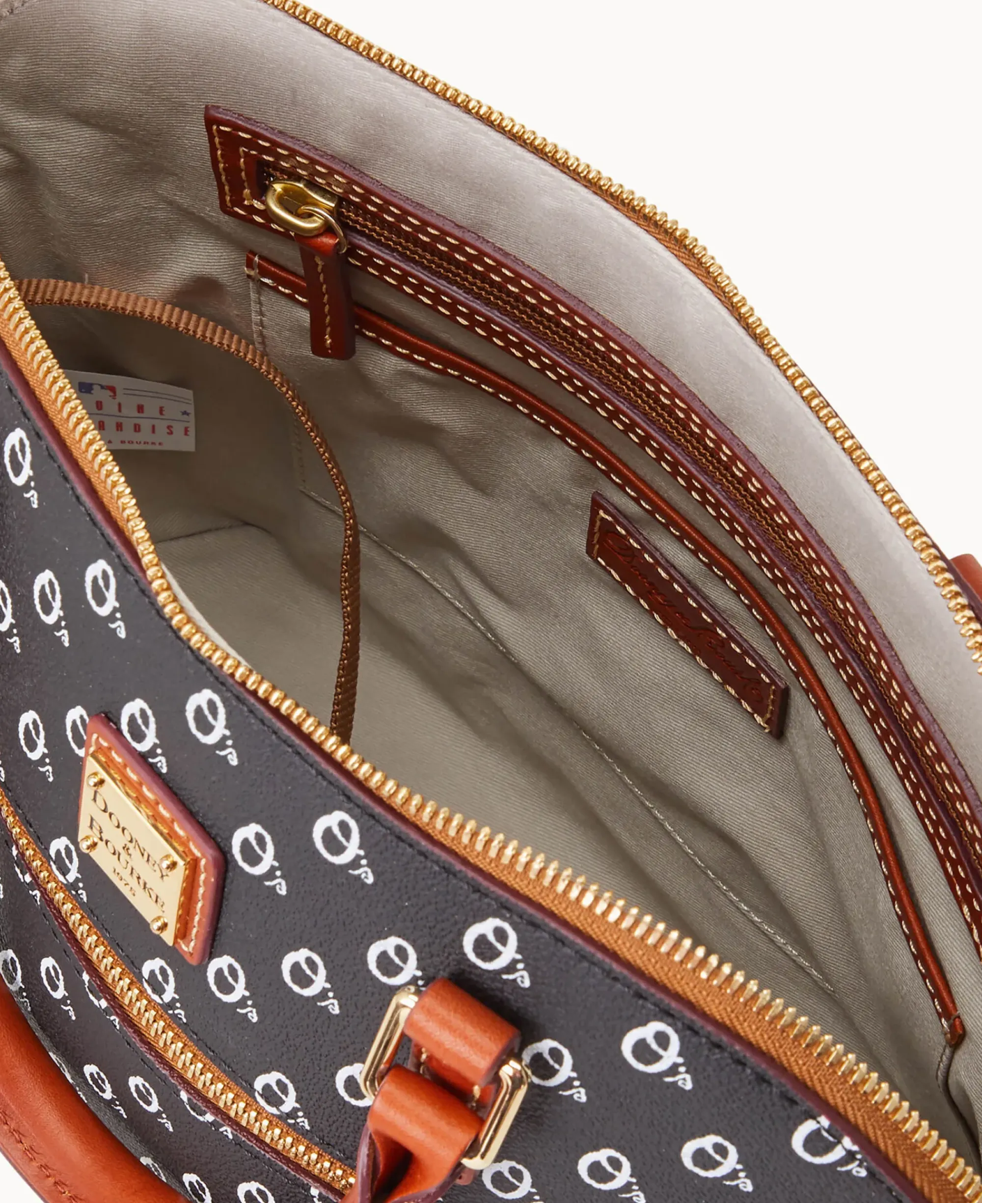 Dooney & Bourke Game Day Ready|Printed Fabric<MLB Domed Zip Satchel ORIOLES