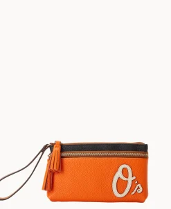 Dooney & Bourke Grab and Go|Wristlets<MLB Double Zip Wristlet Orioles