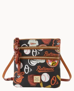 Dooney & Bourke Game Day Ready|Printed Fabric<MLB N S Triple Zip Crossbody Orioles