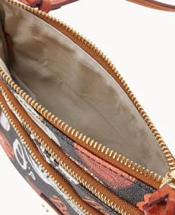 Dooney & Bourke Game Day Ready|Printed Fabric<MLB N S Triple Zip Crossbody Orioles