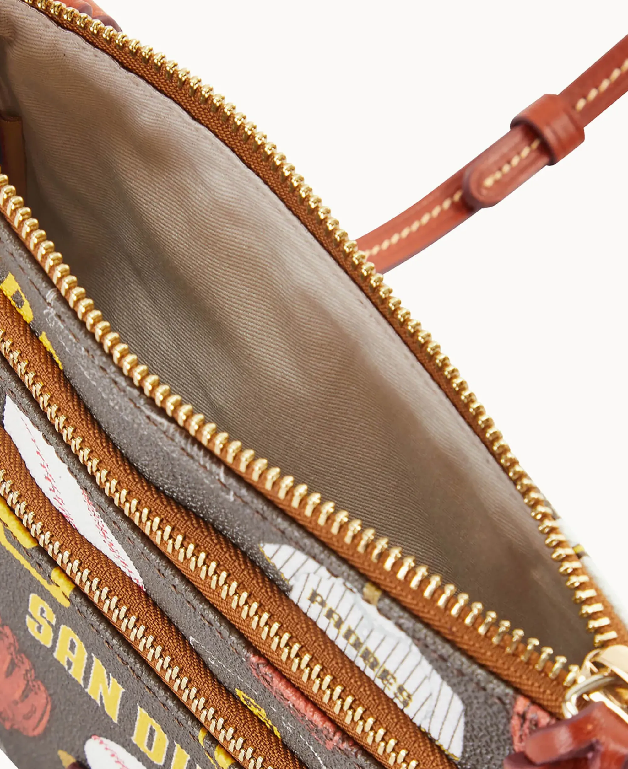 Dooney & Bourke Game Day Ready|Printed Fabric<MLB N S Triple Zip Crossbody Padres