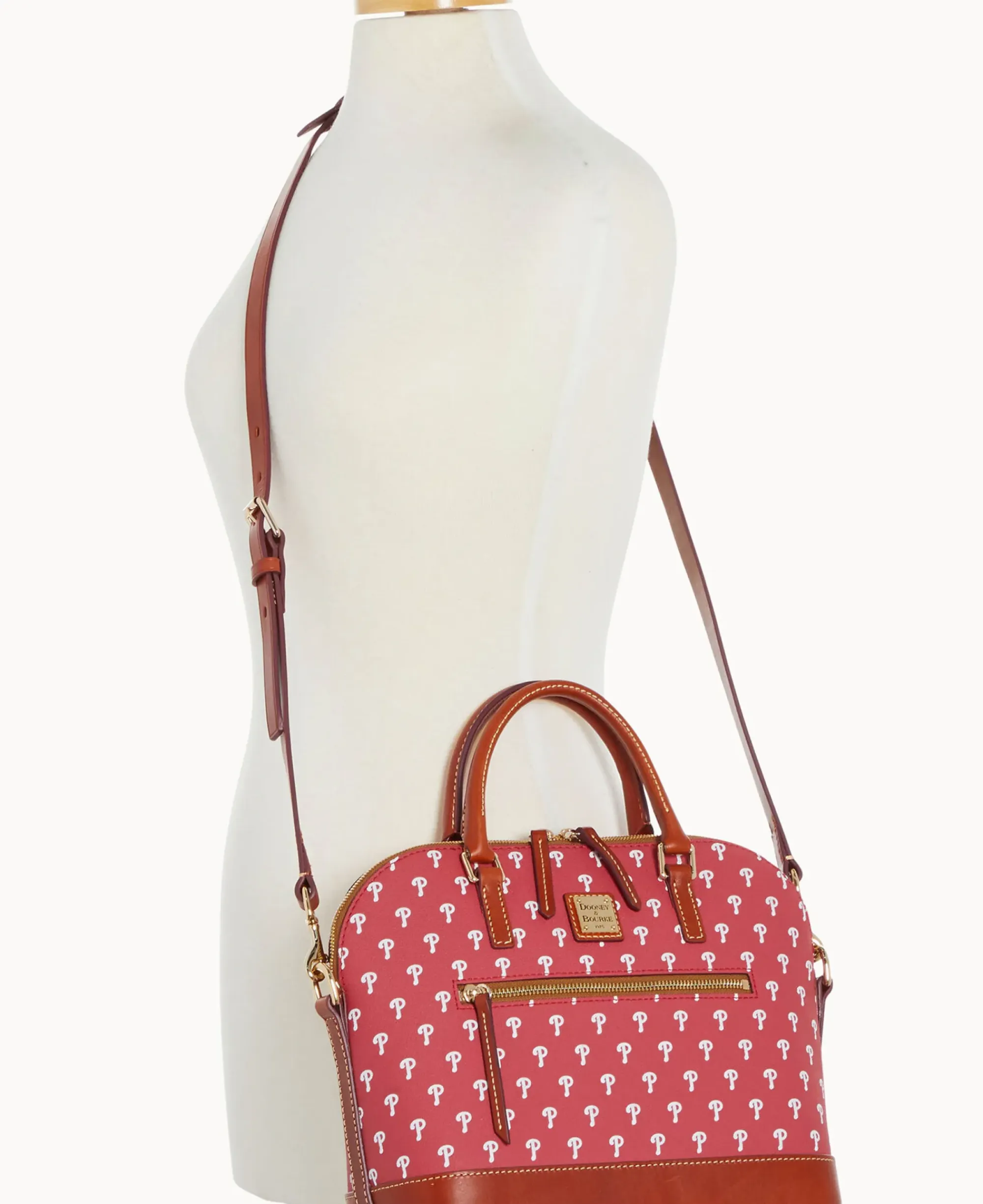 Dooney & Bourke Game Day Ready|Printed Fabric<MLB Domed Zip Satchel PHILLIES