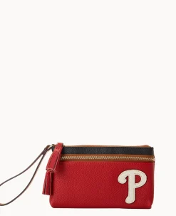 Dooney & Bourke Grab and Go|Wristlets<MLB Double Zip Wristlet Phillies
