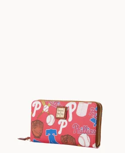 Dooney & Bourke Grab and Go|Wristlets<MLB Large Zip Around Wristlet Phillies