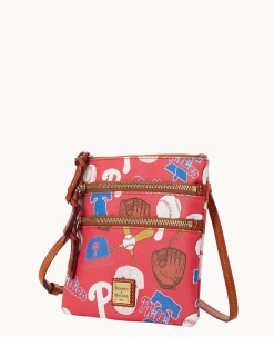 Dooney & Bourke Game Day Ready|Printed Fabric<MLB N S Triple Zip Crossbody Phillies