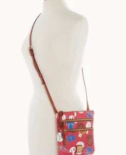 Dooney & Bourke Game Day Ready|Printed Fabric<MLB N S Triple Zip Crossbody Phillies