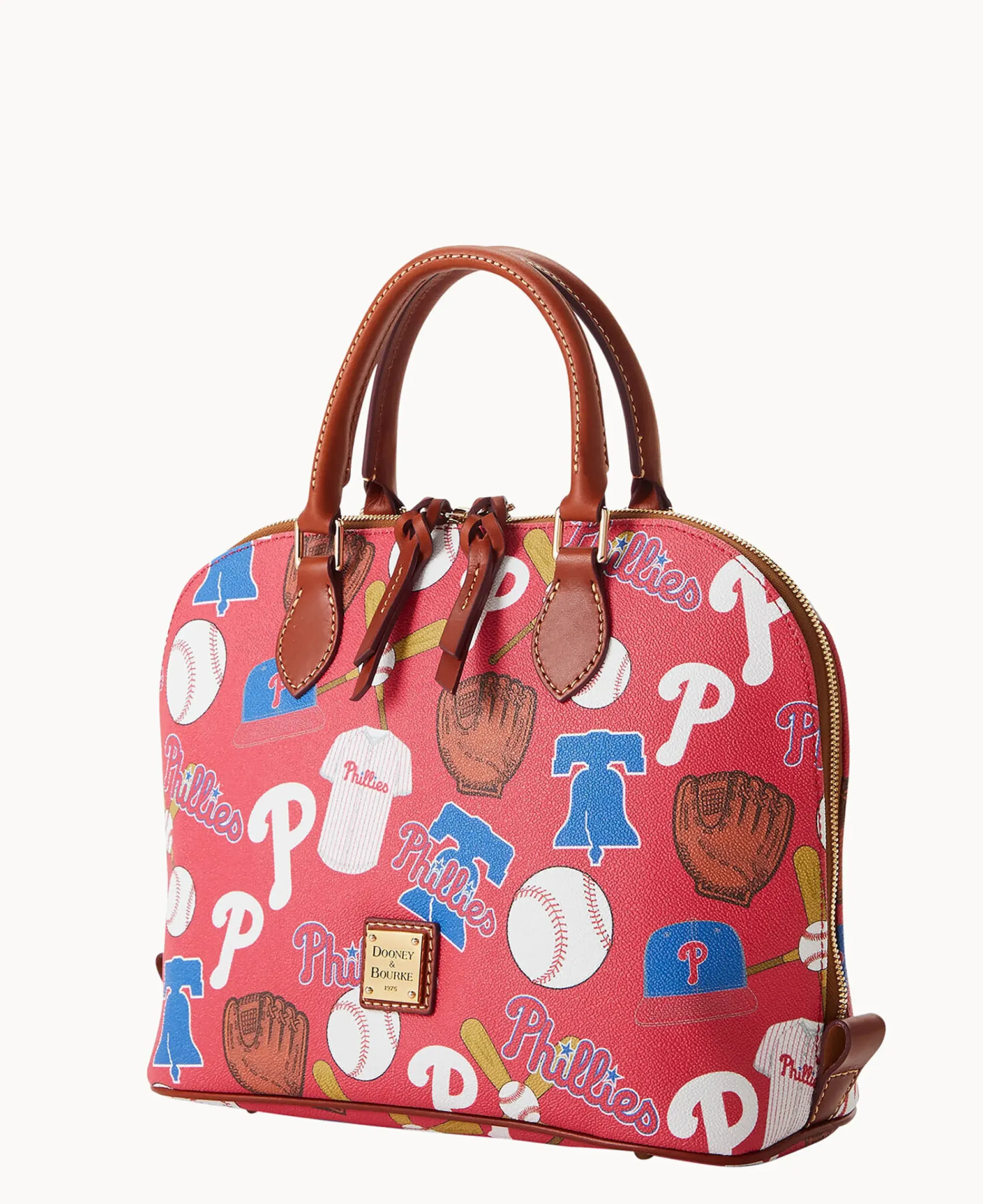 Dooney & Bourke Game Day Ready|Printed Fabric<MLB Zip Zip Satchel Phillies