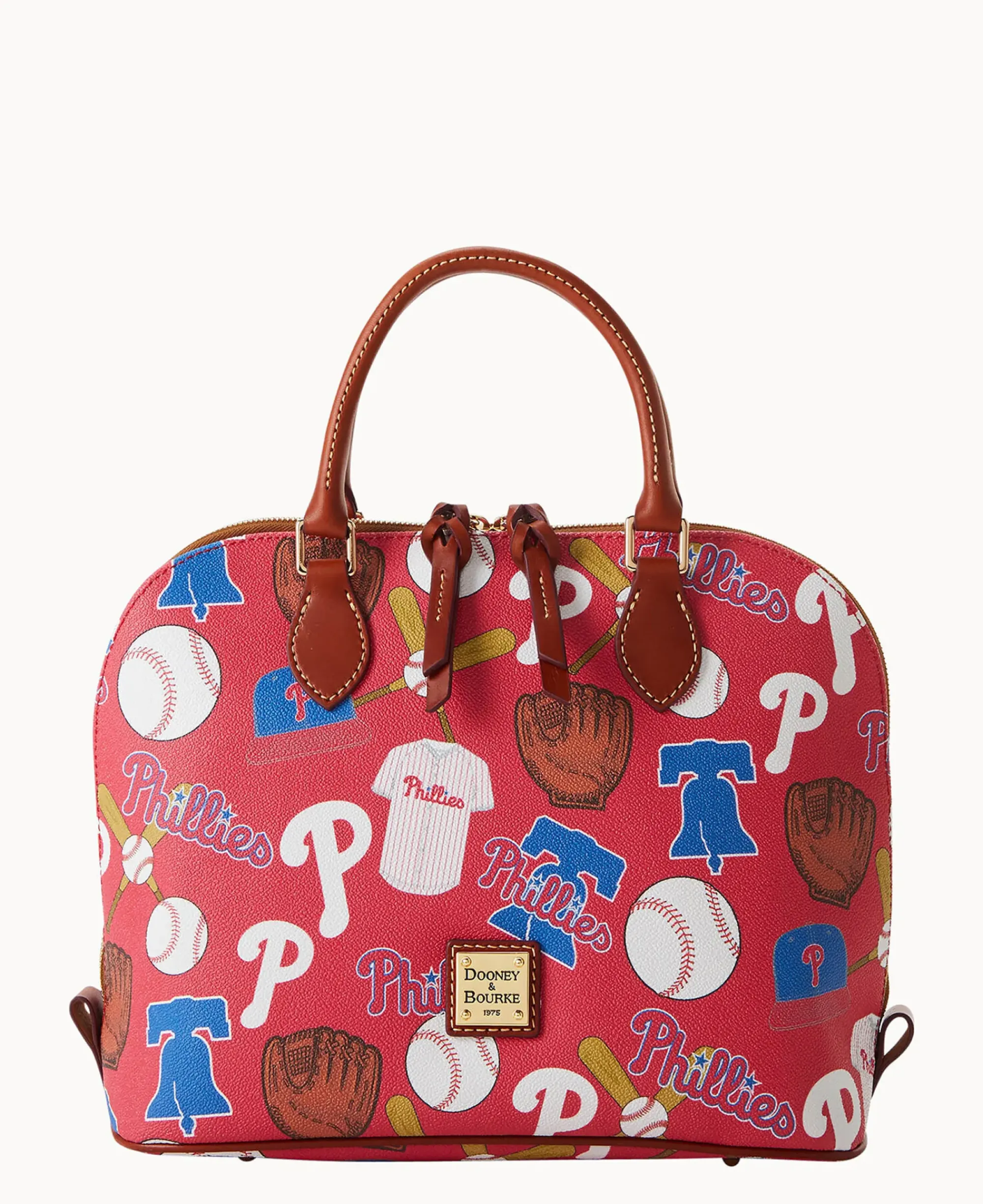 Dooney & Bourke Game Day Ready|Printed Fabric<MLB Zip Zip Satchel Phillies