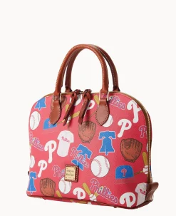 Dooney & Bourke Game Day Ready|Printed Fabric<MLB Zip Zip Satchel Phillies
