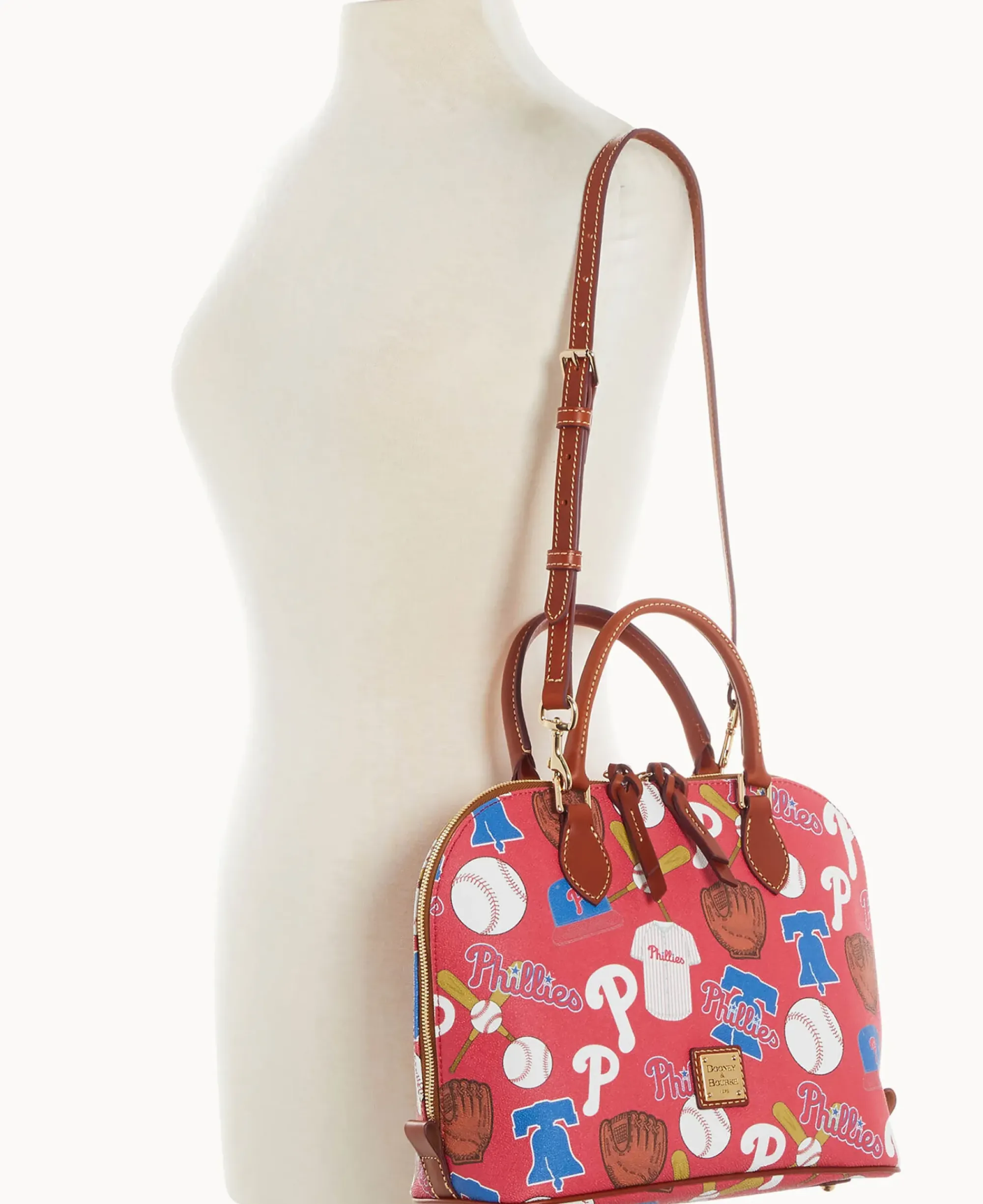 Dooney & Bourke Game Day Ready|Printed Fabric<MLB Zip Zip Satchel Phillies