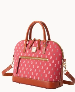 Dooney & Bourke Game Day Ready|Printed Fabric<MLB Domed Zip Satchel RED SOX
