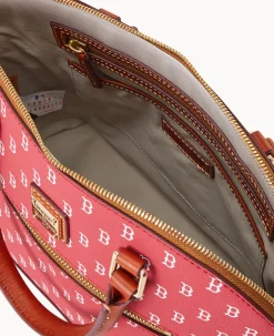 Dooney & Bourke Game Day Ready|Printed Fabric<MLB Domed Zip Satchel RED SOX