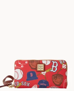 Dooney & Bourke Grab and Go|Wristlets<MLB Large Zip Around Wristlet Red Sox