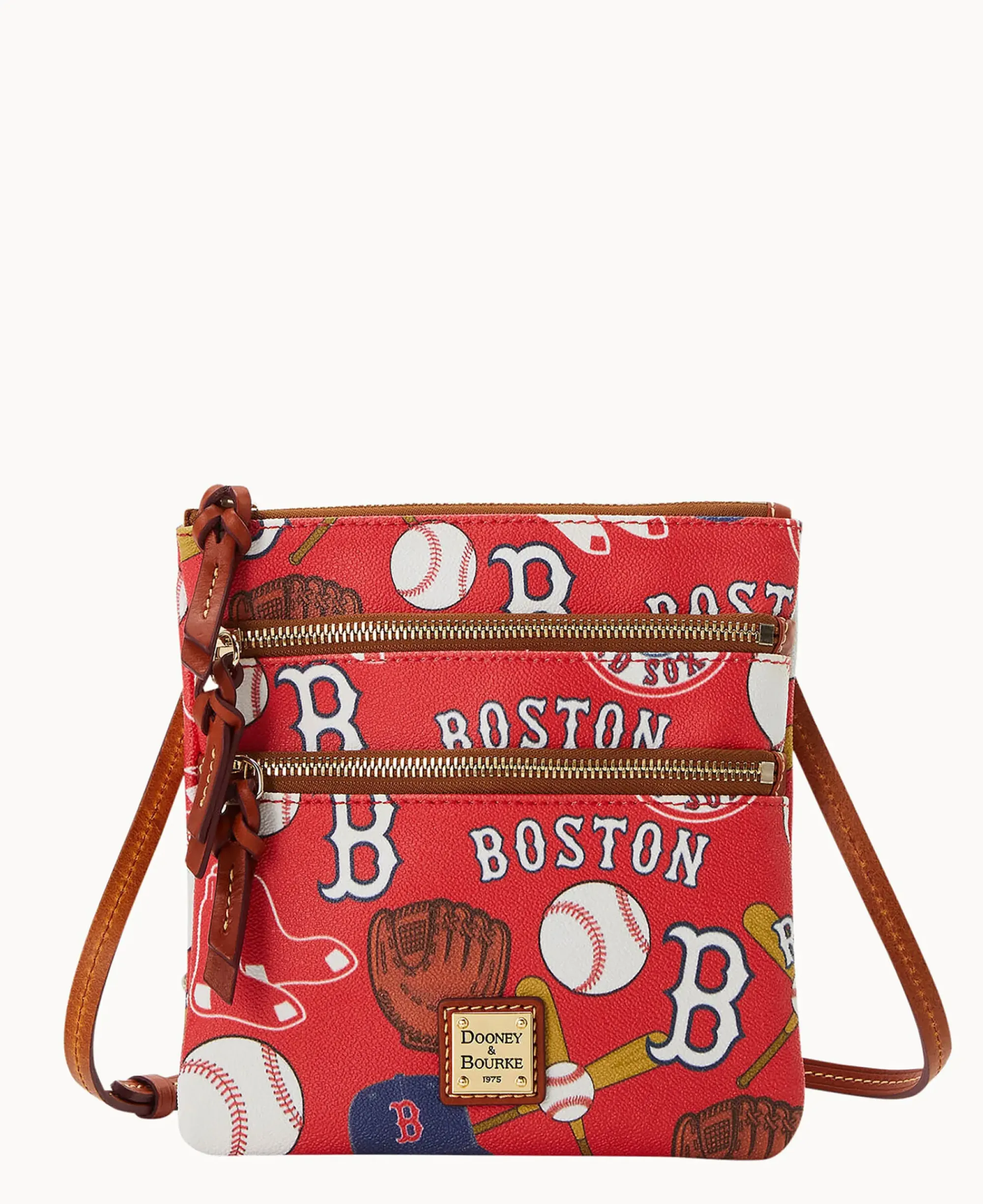 Dooney & Bourke Game Day Ready|Printed Fabric<MLB N S Triple Zip Crossbody Red Sox