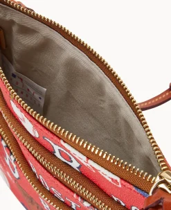 Dooney & Bourke Game Day Ready|Printed Fabric<MLB N S Triple Zip Crossbody Red Sox