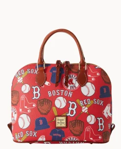Dooney & Bourke Game Day Ready|Printed Fabric<MLB Zip Zip Satchel Red Sox