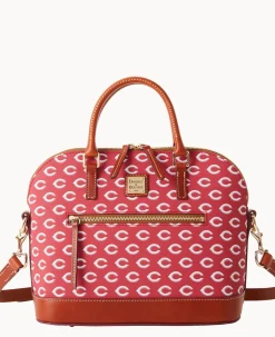 Dooney & Bourke Game Day Ready|Printed Fabric<MLB Domed Zip Satchel REDS