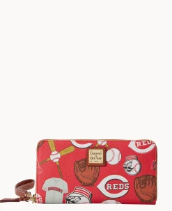 Dooney & Bourke Grab and Go|Wristlets<MLB Large Zip Around Wristlet Reds