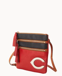 Dooney & Bourke Game Day Ready|Printed Fabric<MLB Triple Zip Crossbody Reds