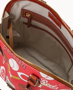 Dooney & Bourke Game Day Ready|Printed Fabric<MLB Zip Zip Satchel Reds