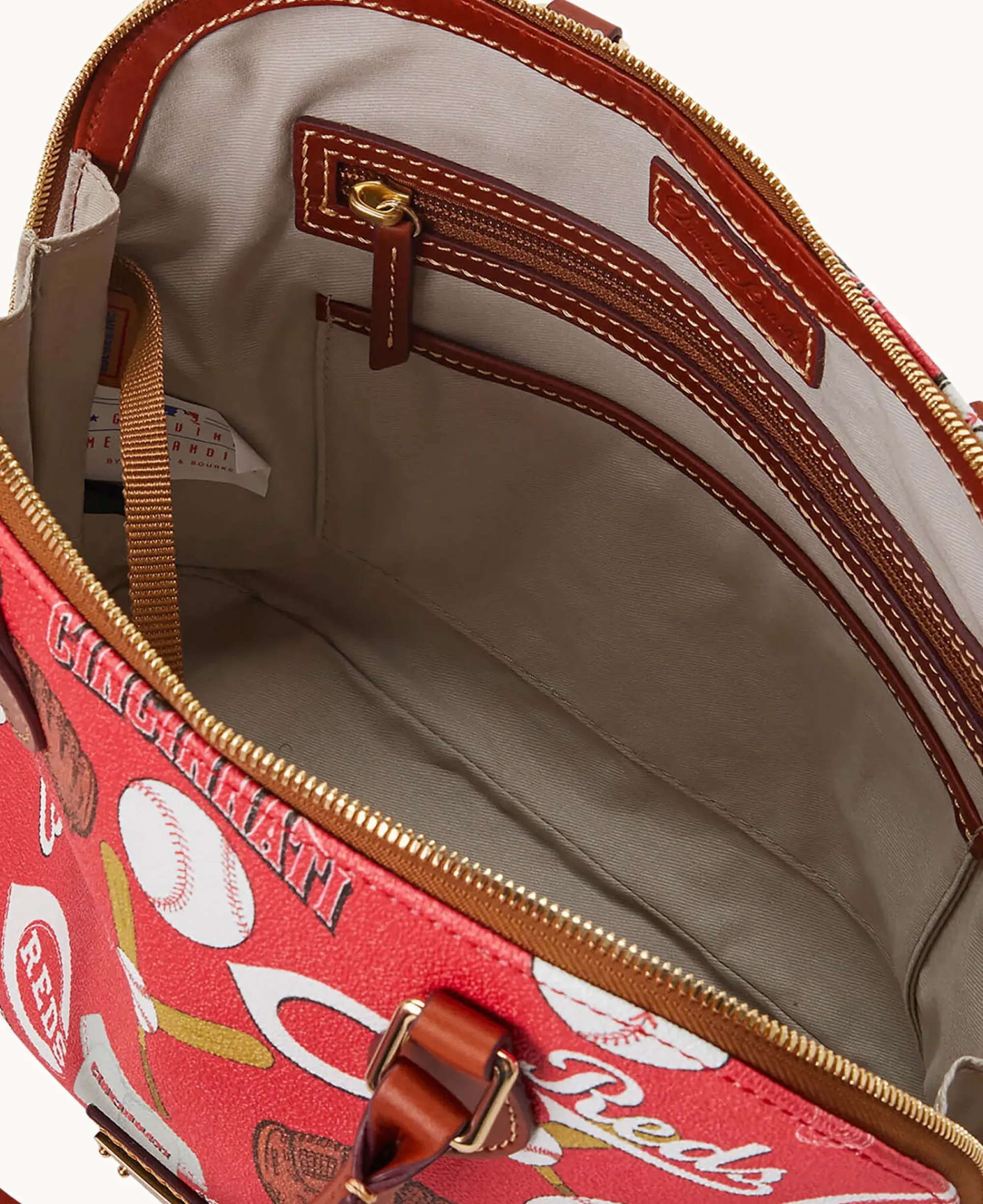 Dooney & Bourke Game Day Ready|Printed Fabric<MLB Zip Zip Satchel Reds