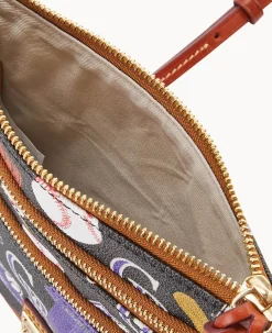 Dooney & Bourke Game Day Ready|Printed Fabric<MLB N S Triple Zip Crossbody Rockies