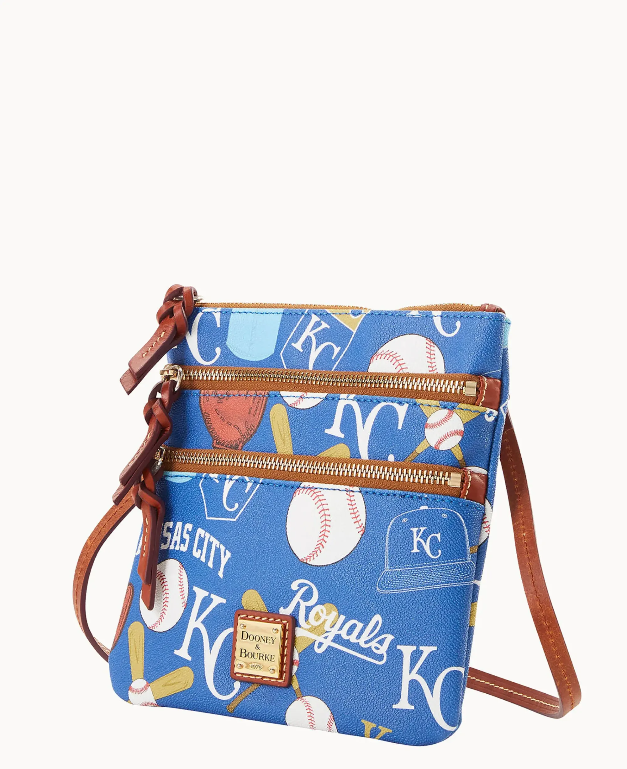 Dooney & Bourke Game Day Ready|Printed Fabric<MLB N S Triple Zip Crossbody Royals