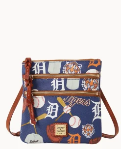 Dooney & Bourke Game Day Ready|Printed Fabric<MLB N S Triple Zip Crossbody Tigers