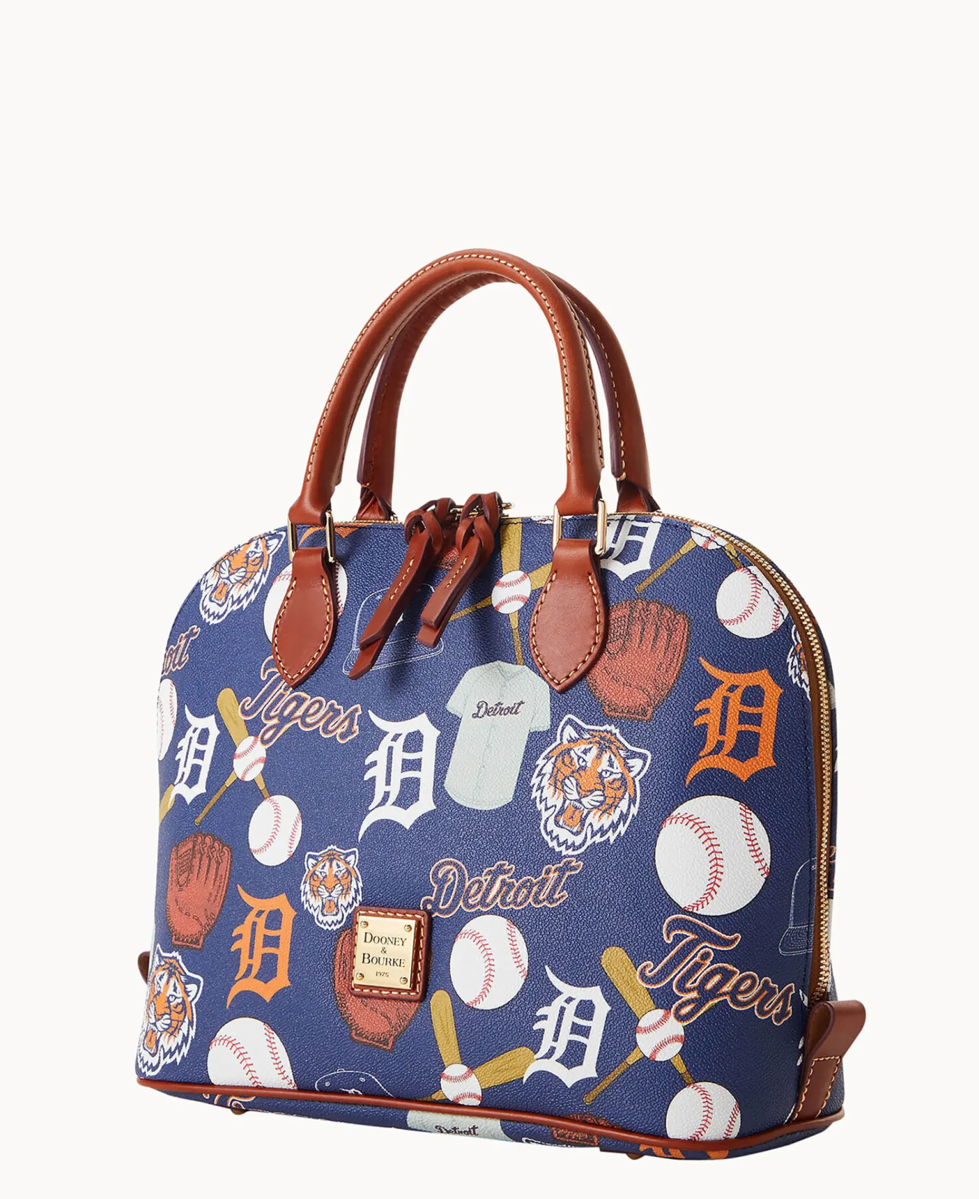 Dooney & Bourke Game Day Ready|Printed Fabric<MLB Zip Zip Satchel Tigers