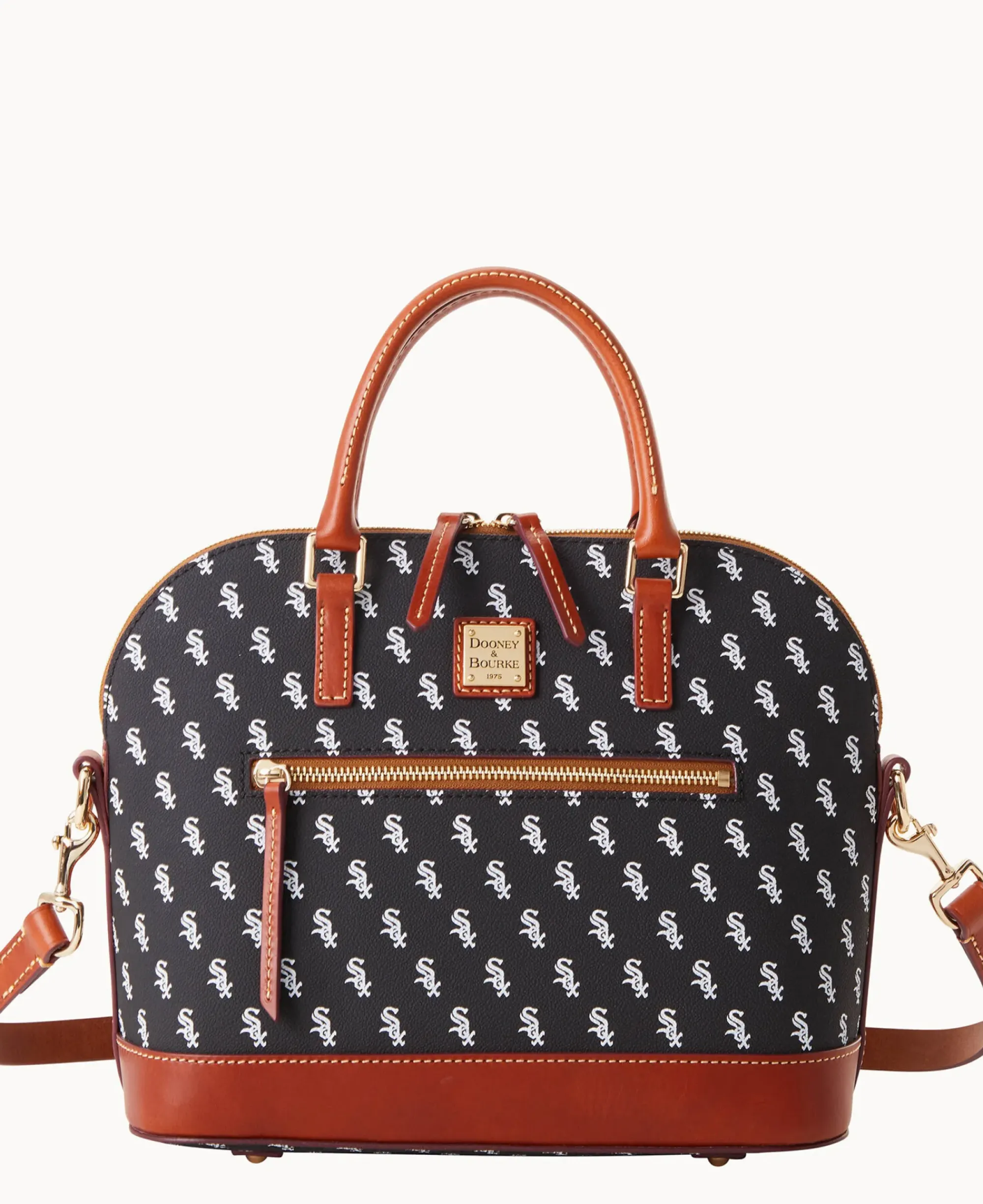 Dooney & Bourke Game Day Ready|Printed Fabric<MLB Domed Zip Satchel WHITE SOX