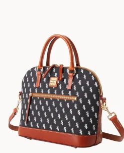 Dooney & Bourke Game Day Ready|Printed Fabric<MLB Domed Zip Satchel WHITE SOX