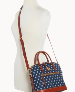 Dooney & Bourke Game Day Ready|Printed Fabric<MLB Domed Zip Satchel YANKEES