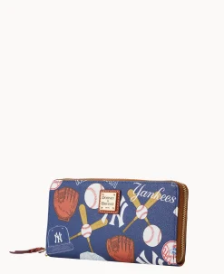 Dooney & Bourke Grab and Go|Wristlets<MLB Large Zip Around Wristlet Yankees