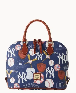 Dooney & Bourke Game Day Ready|Printed Fabric<MLB Zip Zip Satchel Yankees