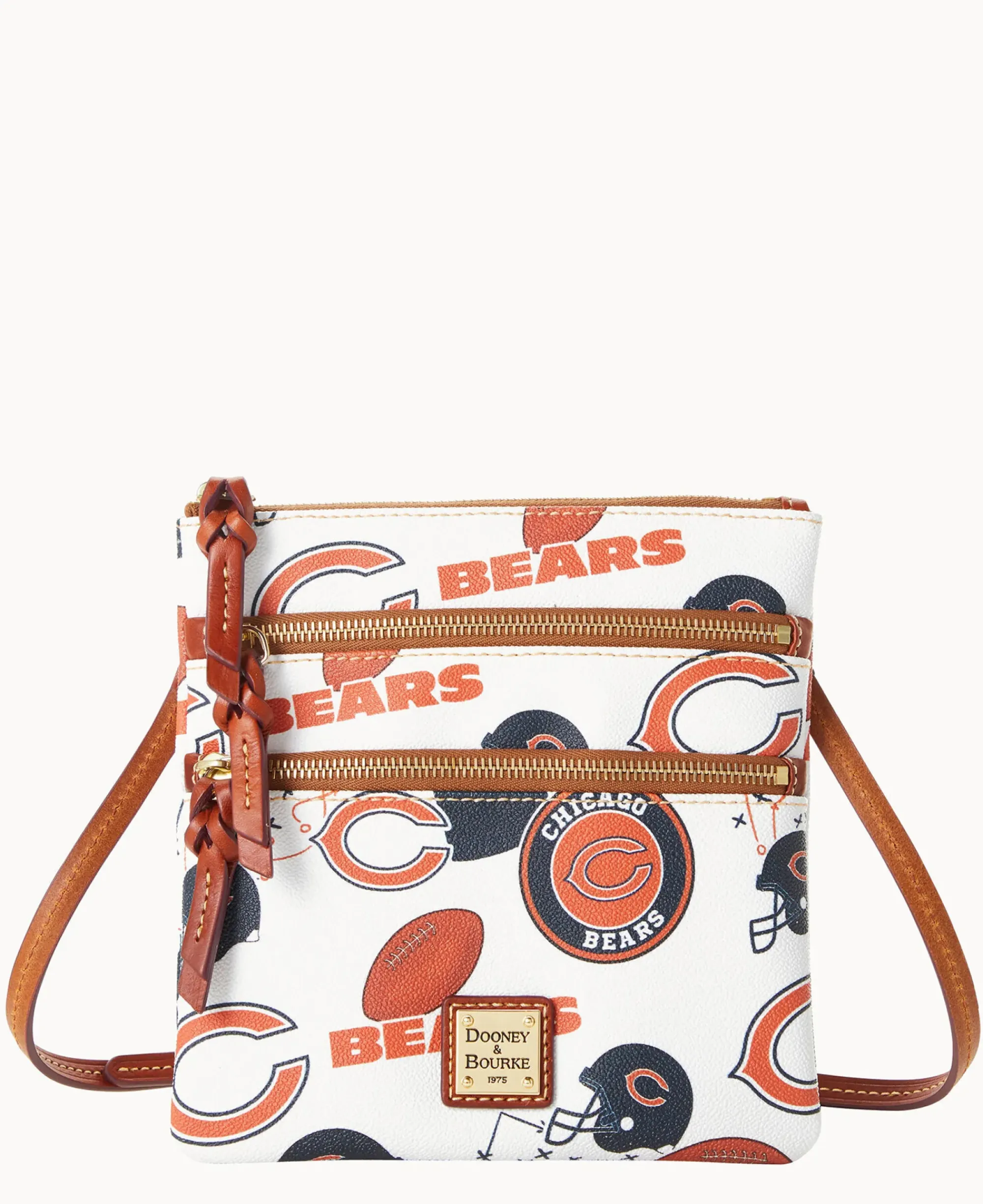 Dooney & Bourke Game Day Ready|Printed Fabric<NFL N S Triple Zip Crossbody BEARS