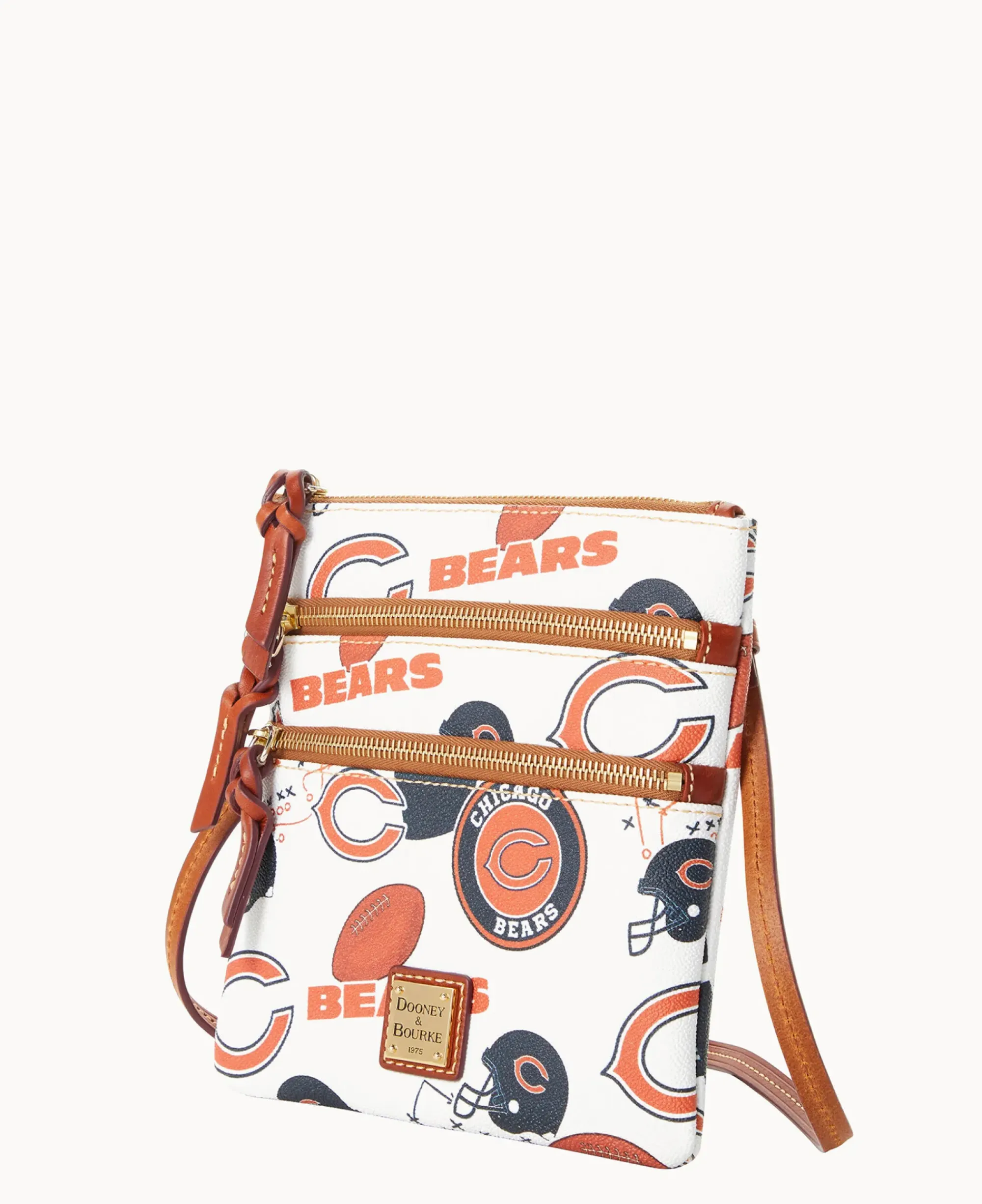Dooney & Bourke Game Day Ready|Printed Fabric<NFL N S Triple Zip Crossbody BEARS