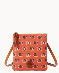 Dooney & Bourke Game Day Ready|Printed Fabric<NFL Small North South Top Zip Crossbody Bengals