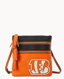 Dooney & Bourke Game Day Ready|Printed Fabric<NFL Triple Zip Crossbody Bengals