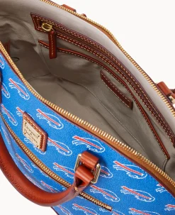Dooney & Bourke Game Day Ready|Printed Fabric<NFL Domed Zip Satchel BILLS