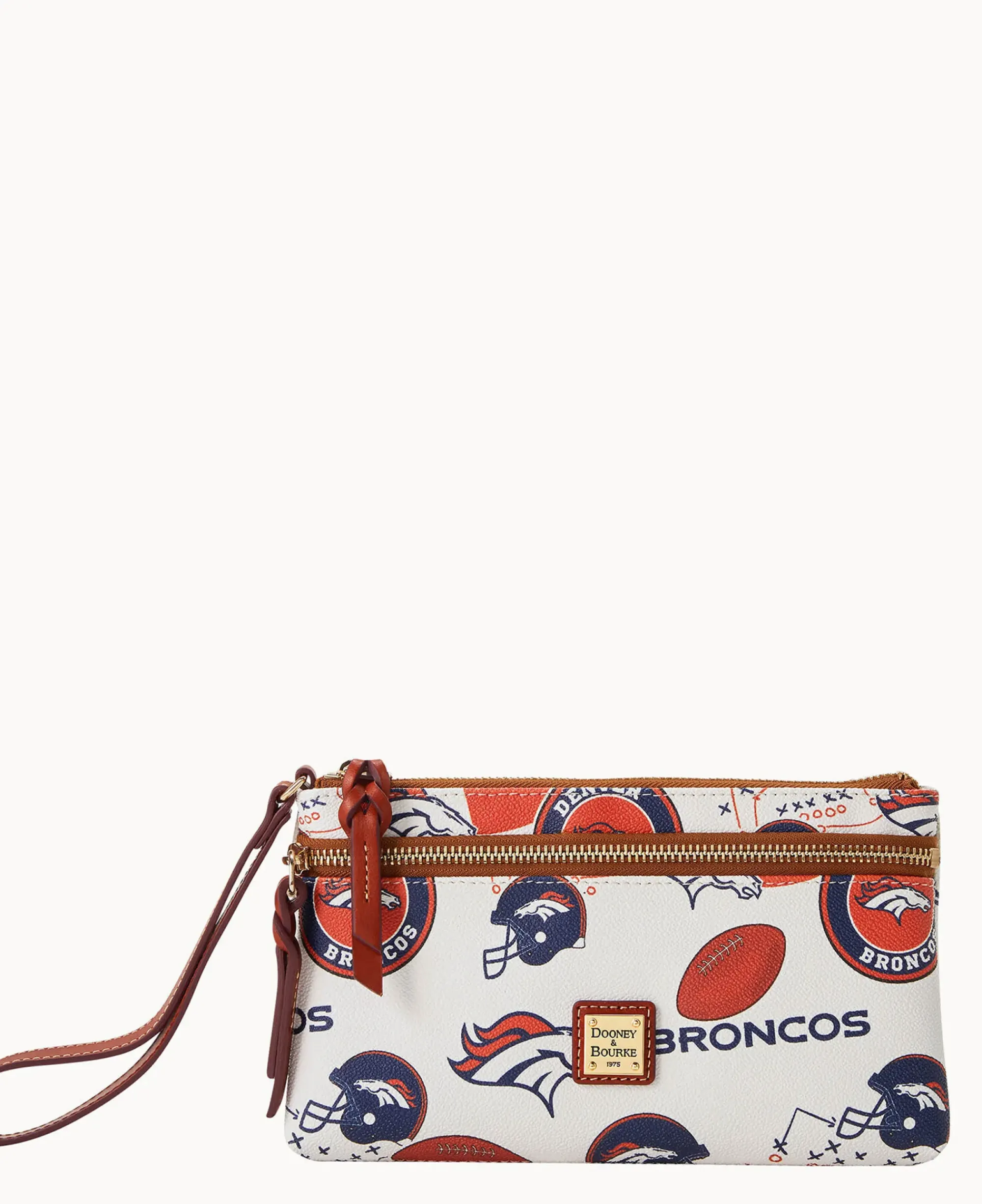Dooney & Bourke Grab and Go|Wristlets<NFL Broncos Double Zip Wristlet Denver Broncos