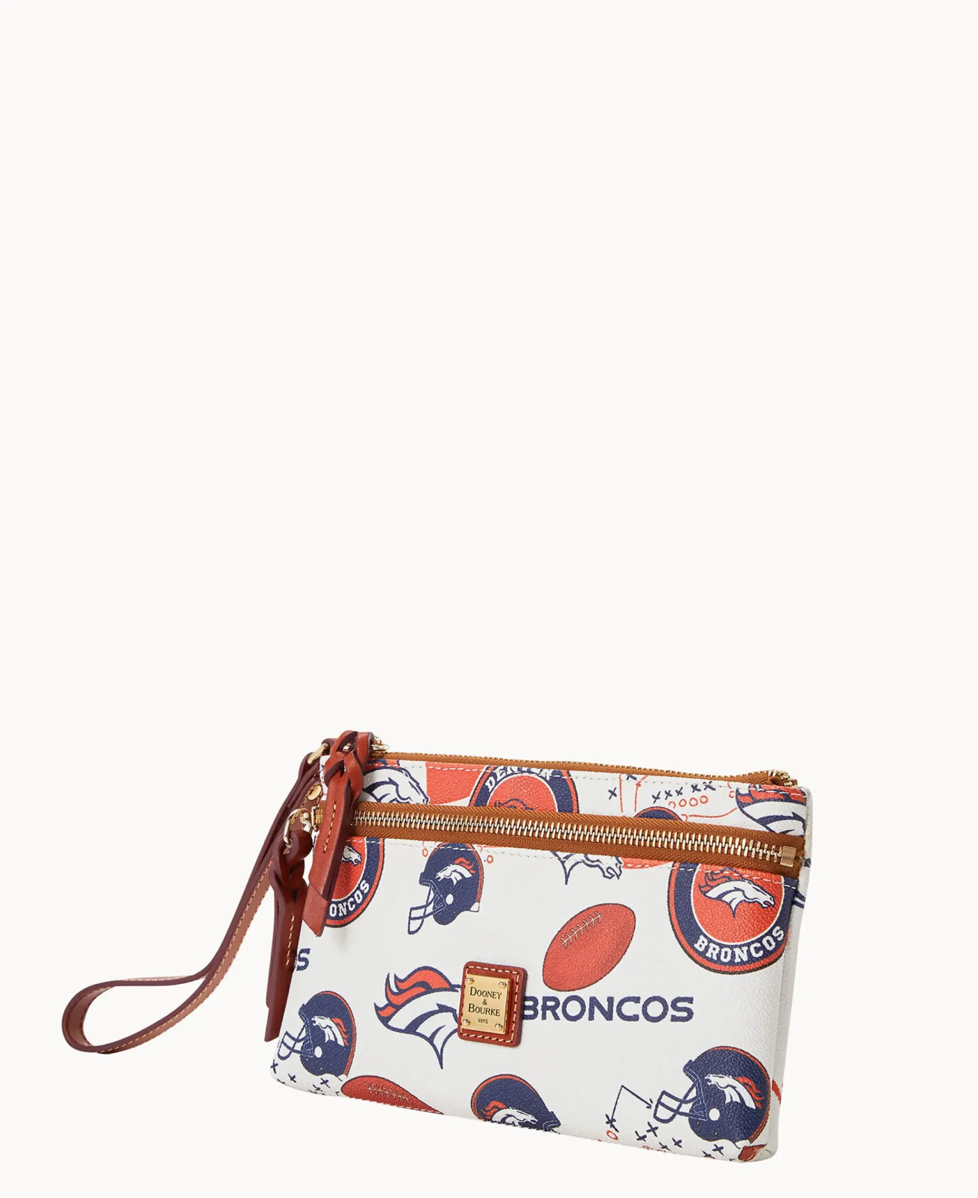 Dooney & Bourke Grab and Go|Wristlets<NFL Broncos Double Zip Wristlet Denver Broncos