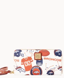 Dooney & Bourke Grab and Go|Wristlets<NFL Large Zip Around Wristlet BRONCOS