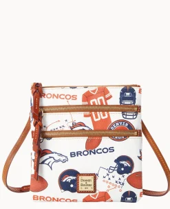Dooney & Bourke Game Day Ready|Printed Fabric<NFL N S Triple Zip Crossbody BRONCOS