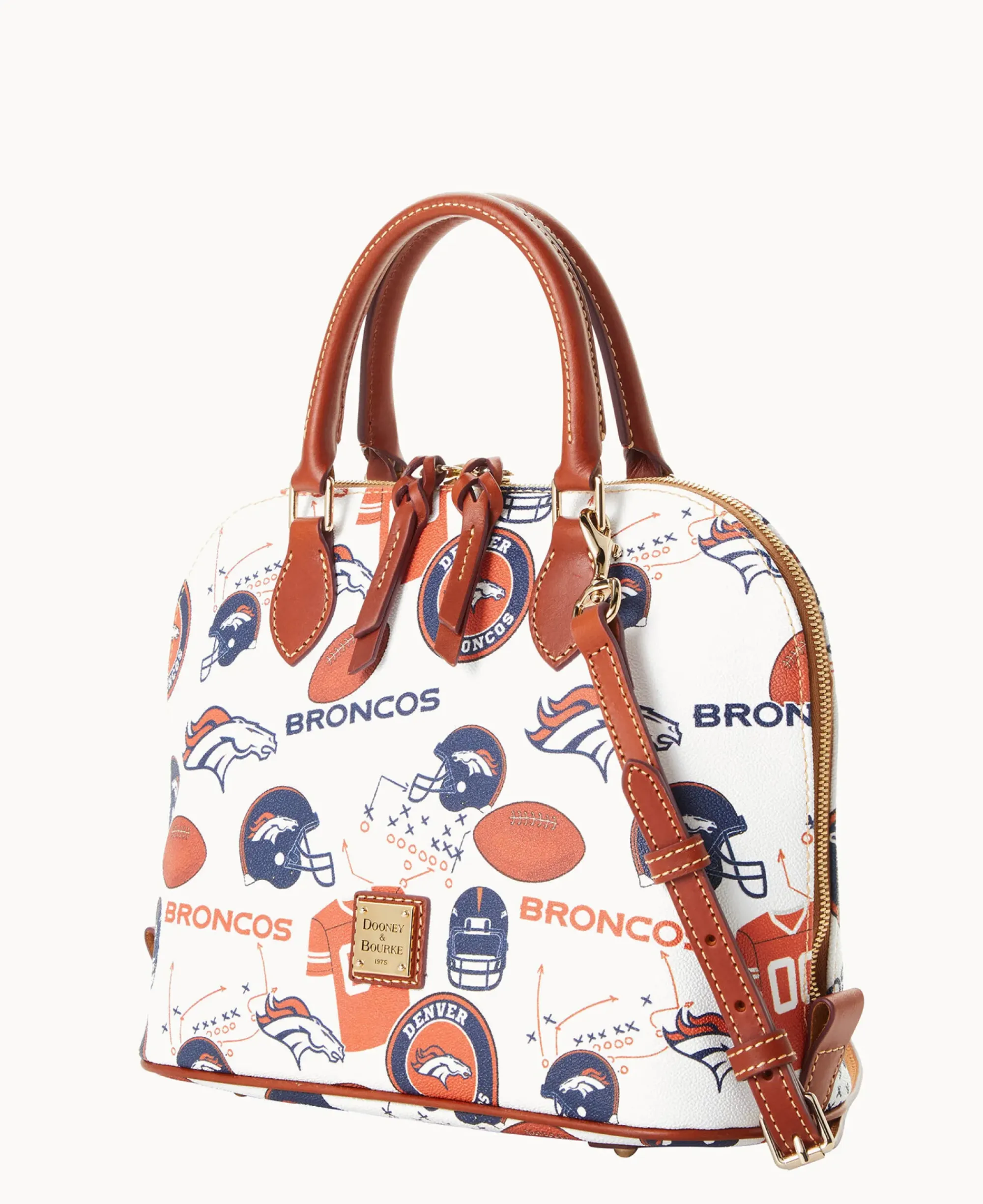 Dooney & Bourke Game Day Ready|Printed Fabric<NFL Zip Zip Satchel BRONCOS